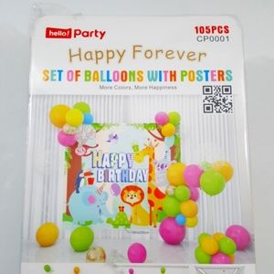 105pc Animal World Birthday Party Kit
